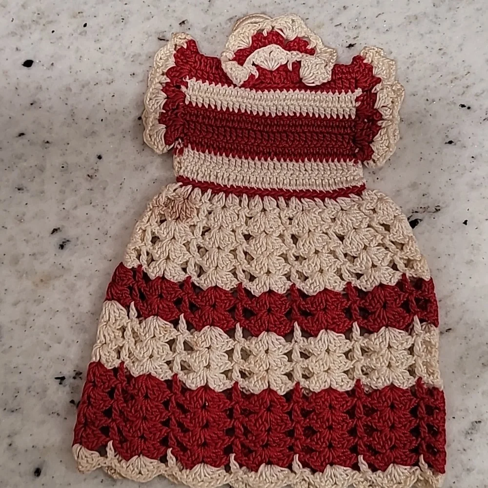 Vintage Hand Crochet Potholders 5 pc